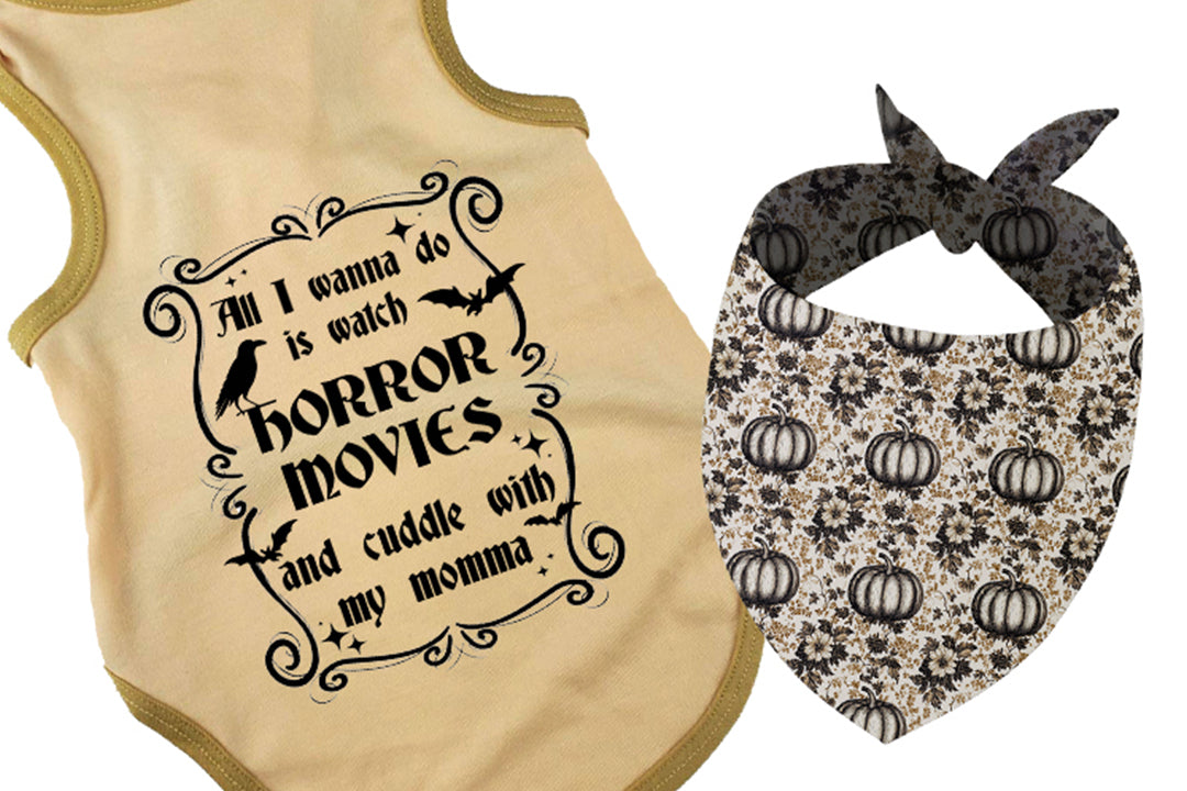 Halloween Dog Bandana Costume | All I Wanna Do Is Cuddle & Watch Horror Movies